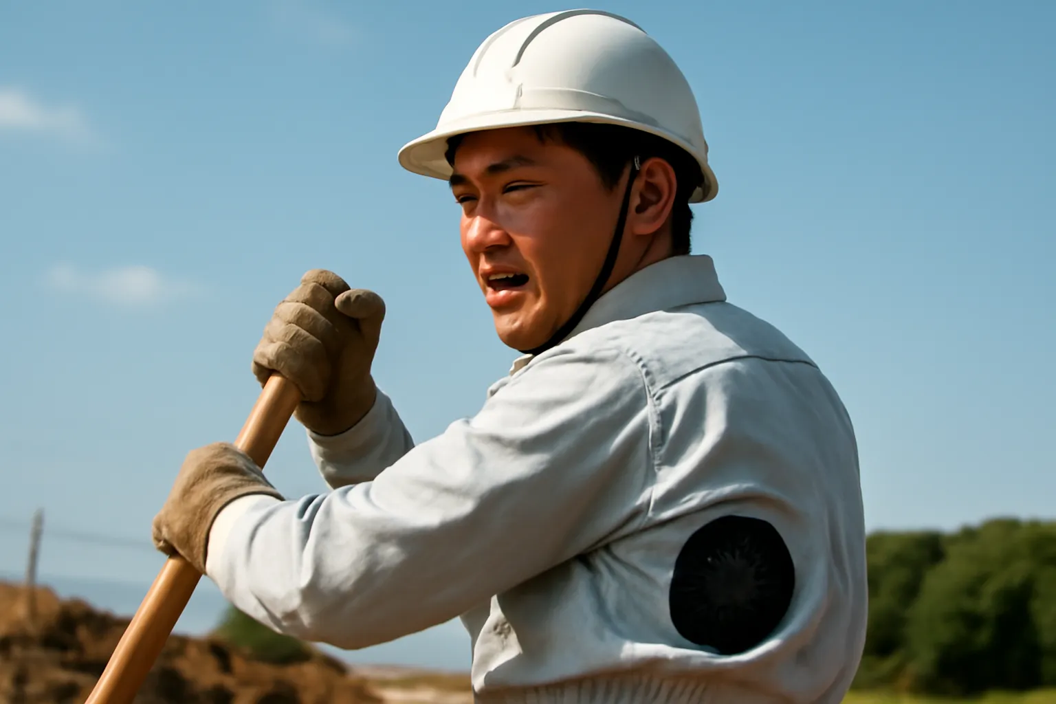 屋外で作業する業者の画像